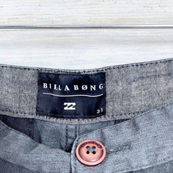 BILLABONG Flat Front Chino Pants Gray 10" Inseam Cotton Blend Casual Mens 31W - Picture 5 of 5